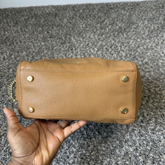 Thacker NY Camel Brown Leather O Ring Satchel Handbag Chain Strap Crossbody - Picture 4 of 9